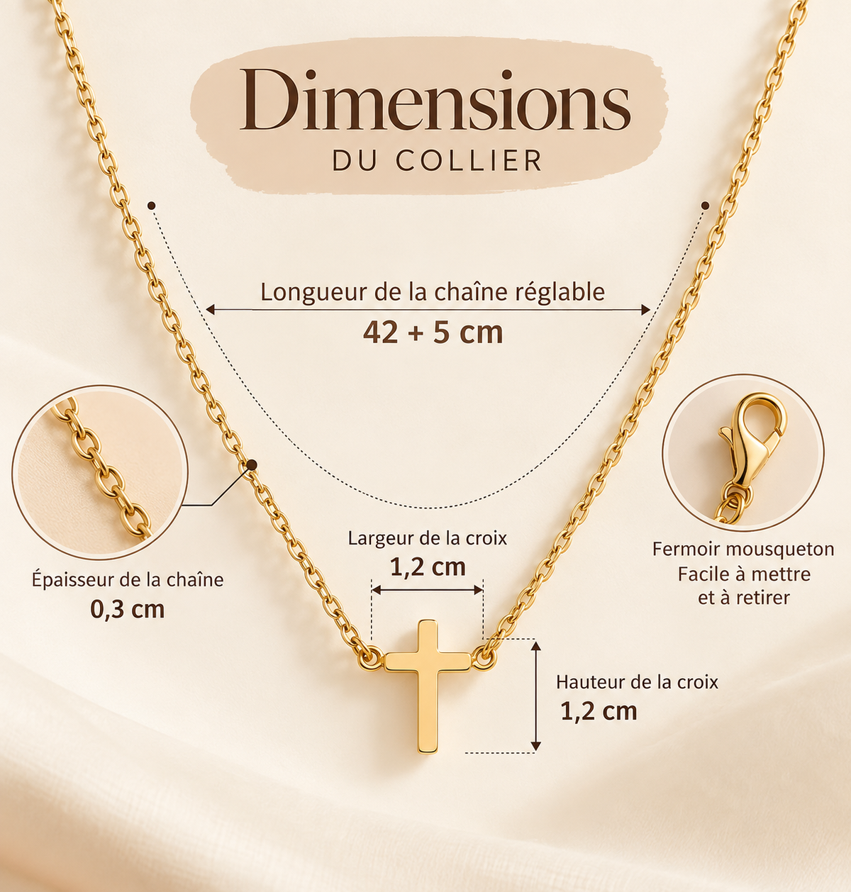 Collier croix dorée – Foi discrète