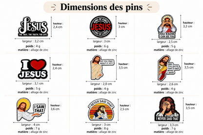 Set de 9 pins chrétiens – Foi & humour