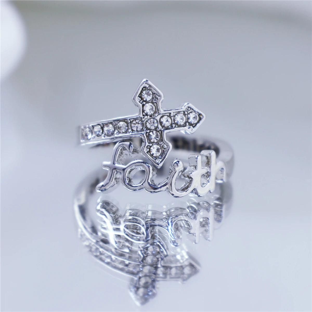 Bague chrétienne « Faith Cross » – Ajustable