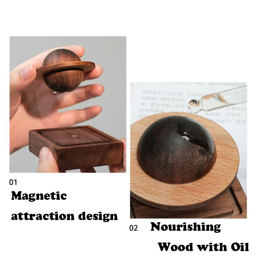 Diffuseur d’Huiles Essentielles en Bois – Design Planète / Wooden Essential Oil Diffuser – Planet Design