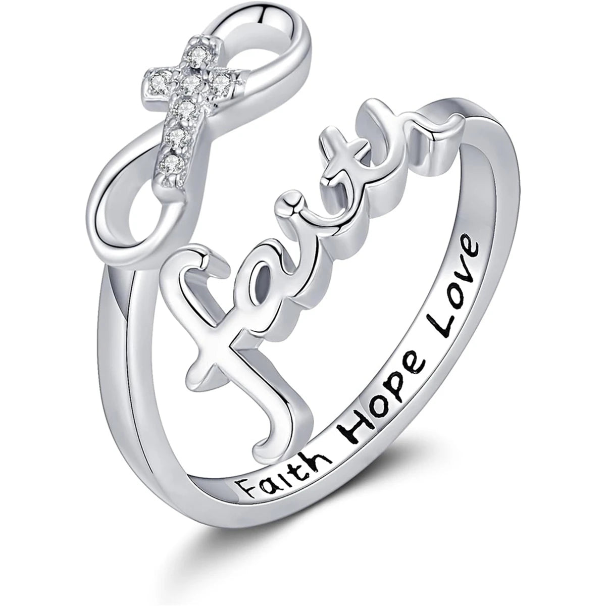 Bague chrétienne « Faith Cross » – Ajustable