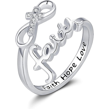 Bague chrétienne « Faith Cross » – Ajustable