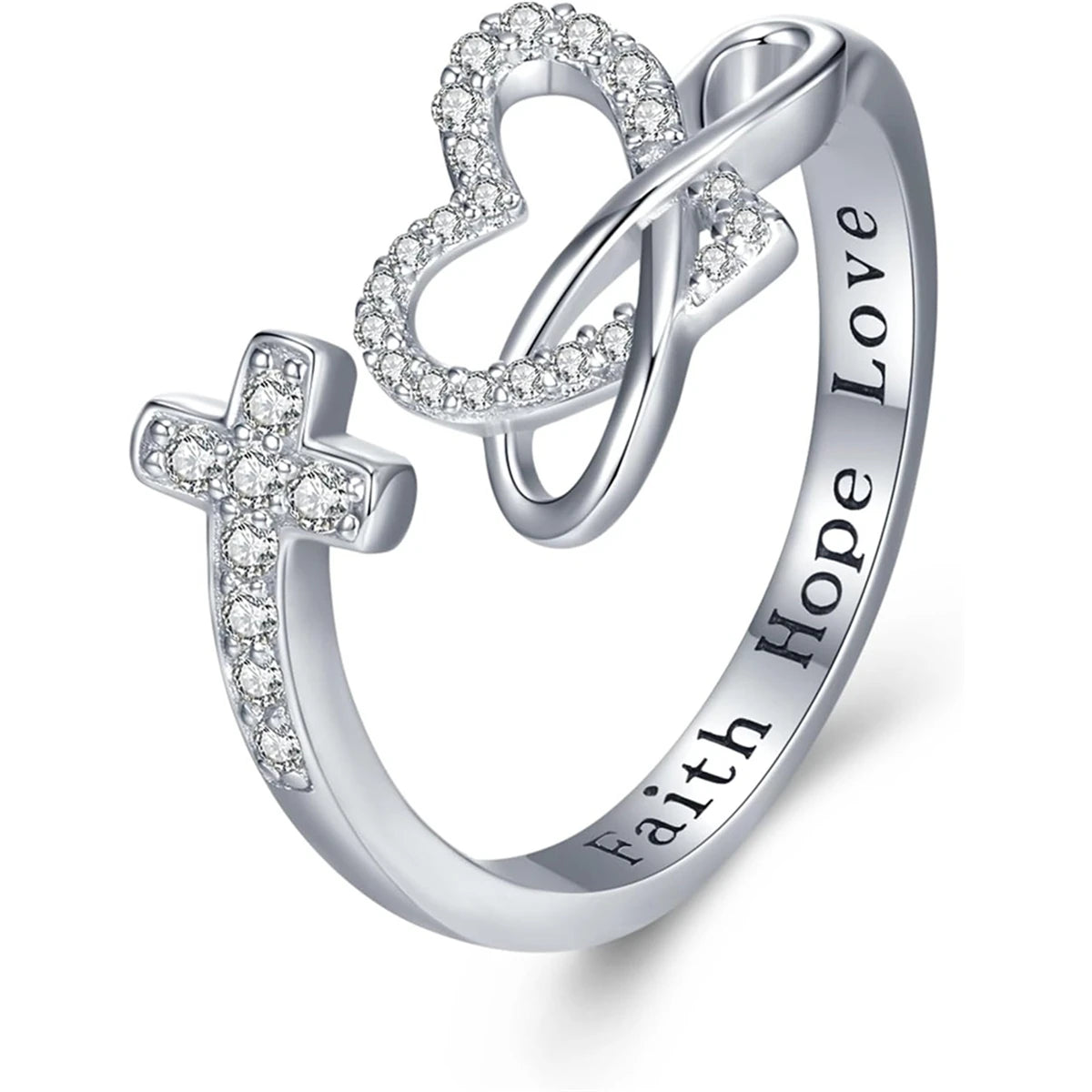 Bague chrétienne « Faith Cross » – Ajustable